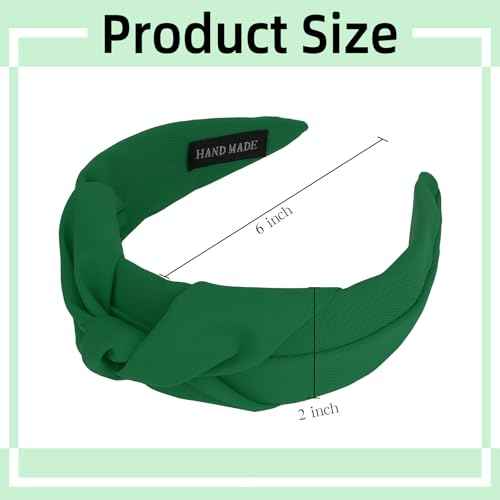 Top Knot Headband for Women Green Non Slip Fashion Wide Knotted Headbands Hair Accessories for Women Girls
