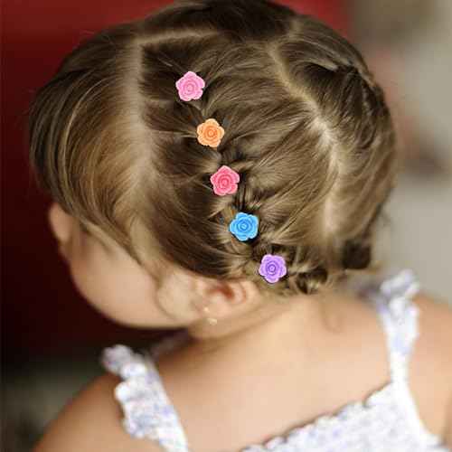 YISSION Mini Rose Flower Hair Clips and Barrettes - 20Pcs Cute Small Colorful Hair Pins for Women's Bridal & Wedding Hair Accessories