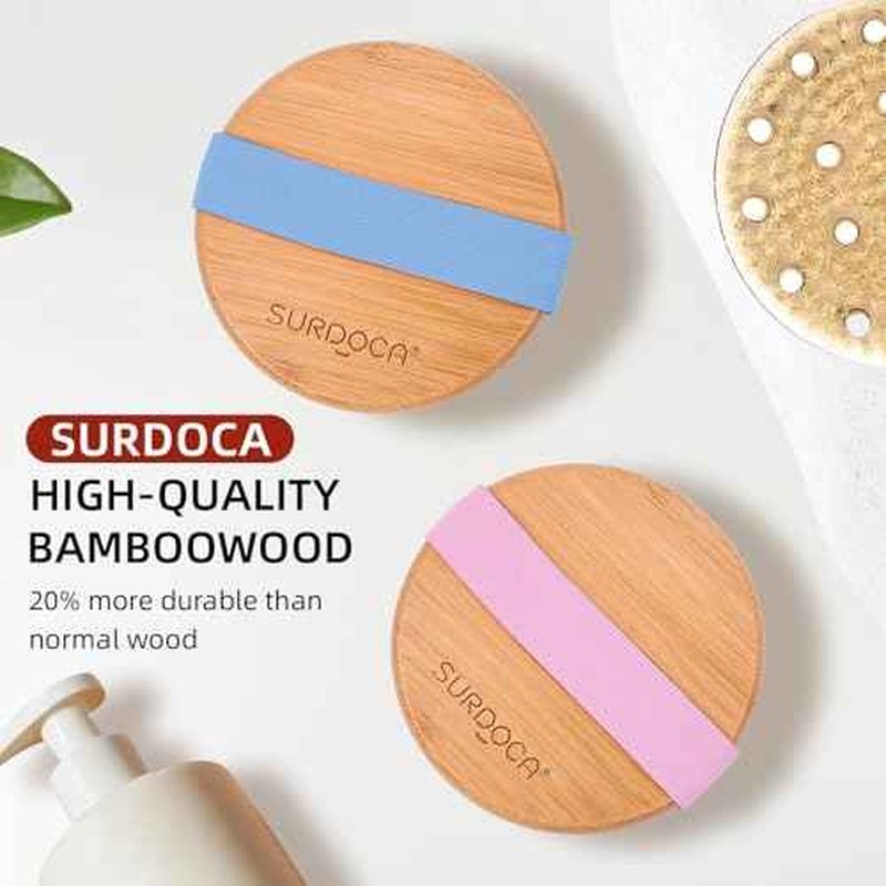 SURDOCA Dry Brushing Body Brush for Lymphatic Drainage, Wet & Dry Body Scrubber, Natural Exfoliating Brush, Pink