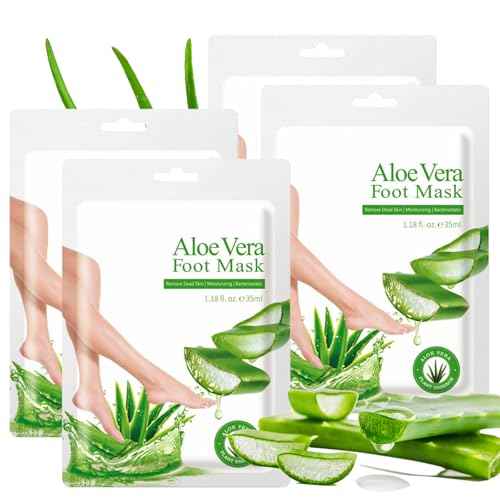 4 Pack Foot Peel Mask, Aloe Vera Hydrating Foot Mask, Deep Exfoliation for Smooth Feet, Foot Mask for Removes Dead Skin and Calluses, Nourishing Formula with Soothing Aloe