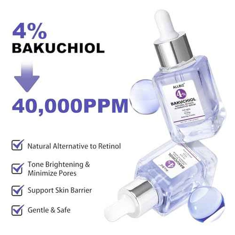 Bakuchiol Retinol Alternative Serum 50ML - 40,000 ppm All Plant-Based Formula Anti-Aging Face & Eye Care Plumping Serum for Sensitive Skin - Natural Firming & Elasticity