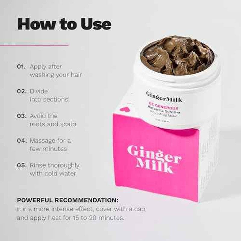 Deep Repair Hair Mask for Dry and Curly Hair ? Castor Oil, Biotin, Ginger ? Sulfate-Free ? Be Generous by Ginger Milk ? 8 oz