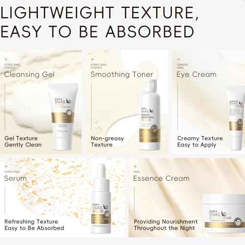 Korean Skin Care Set Snail Women Gifts - Skin Care Kit Moisturizing - 5PCS Skincare Set - Firming Skincare Gift Set - Travel Essentials - with Cleansing Gel, Toner, Serum, Eye Cream, Essence Cream