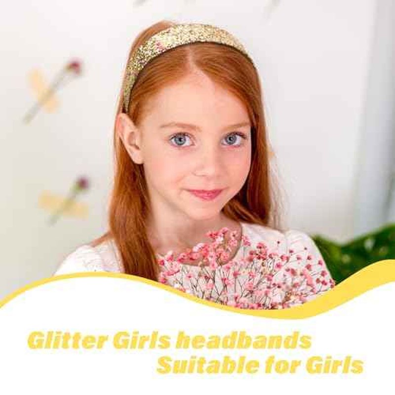 Headbands for Girls Women Glitter Gold Headband Sparkly Headband Hair Bands for Women Girls Headbands Bling Head Bands Hair Accessories for Party Holiday Back to School