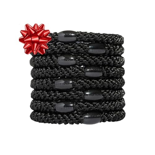L. Erickson Grab & Go Ponytail Holders, Black, Set of Eight - Exceptionally Secure with Gentle Hold