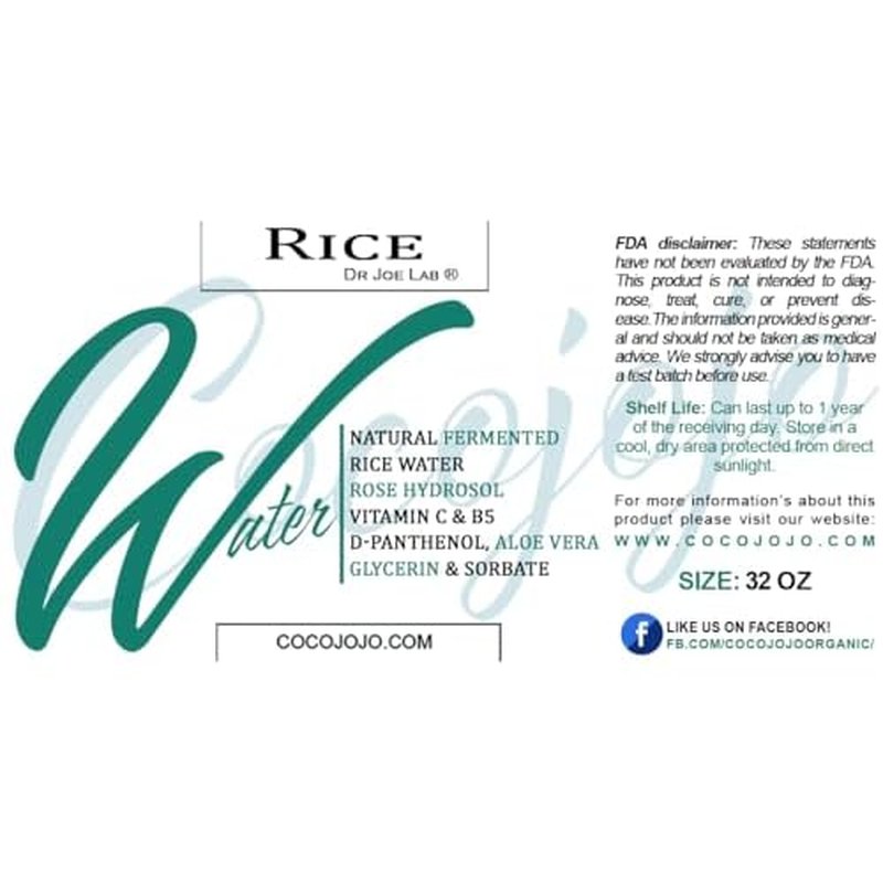 Dr Joe Lab Rice Water Growth Mix - Nourishing Toner with Rose Hydrosol Aloe Vera Face & Scalp Essence Rice Extract Pro Vitamin B5 Oily Skin Alcohol-Free Spray Spritz (32 oz & Empty Sprayer)