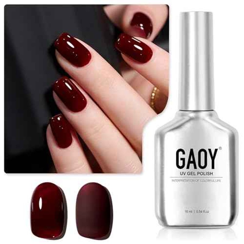 GAOY Dark Red Gel Nail Polish, 16ml Soak Off Gel Polish, UV Light Cure for Nail Art DIY Manicure at Home, 2387 Alluring Wine