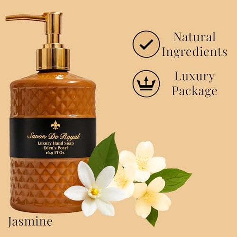 Luxury Pack of 3 Liquid Hand Soap, Jasmine/Musk Vanilla/Vanilla Orange Bathroom Soap Hand Wash Refillable Bottle Gift 50.7 Fl Oz