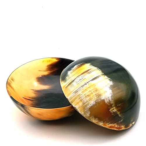 Shaving & Serving Bowl Natural Yak Horn Shaving Soap Bowl Shaving Cup for Men Real Horn Shave Bowl Lathering Up Shaving Soap Cup Bowls.Gift for Husband Boyfriend 5¡±RoundX2¡±deep