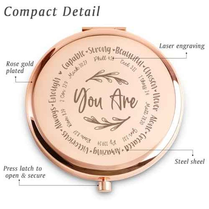 Stocking Stuffers for Women Girls, Christmas Birthday Gifts for Adult Teen Kid, Personalized Compact Mirror, Portable Makeup Mirror