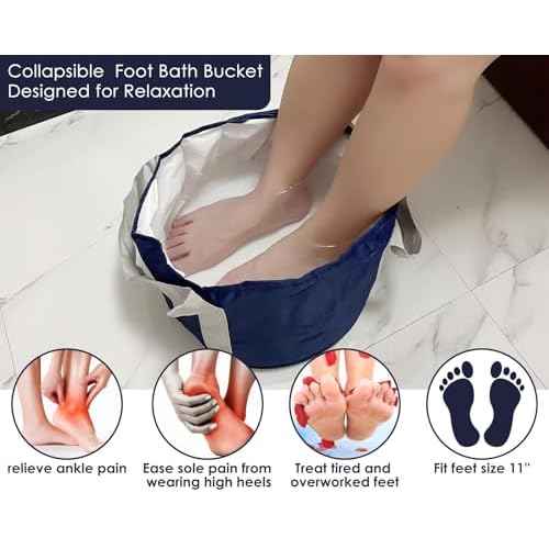 Foot Soaking Tub Collapsible Bucket with Handle 4.7 Gallon/18 L Portable Wash Bag for Fishing, Traveling, and Camping - Navy Blue