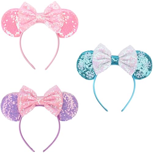 Mouse Ears Headbands with Bow Minnie Ears Cosplay Costume Hair Accessories for Women Girls Birthday Party Decoration