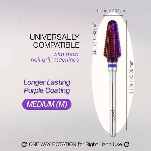 PANA 3/32" Purple Tornado Carbide Nail Drill Bit for Acrylics, Nail Extension, Gel Polish Removal Nail Salon Manicure Pedicure Electric File Tools (Medium - M)