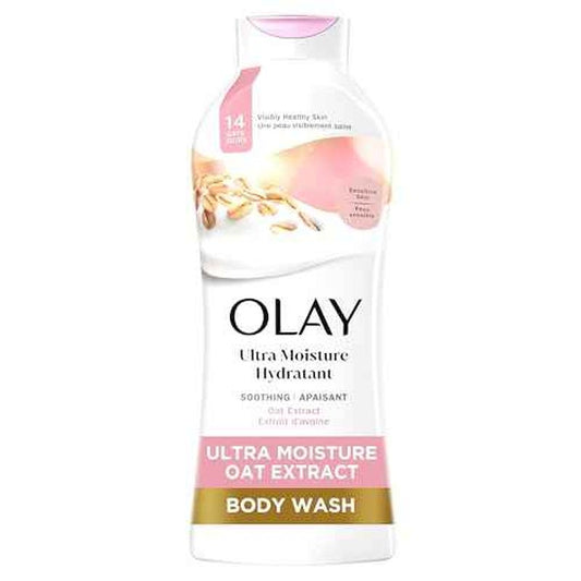 Olay Body Wash for Women, Ultra Moisture, For Sensitive Skin, Soothing Formula, 24hr Moisturizing, Hydrating & Refreshing, B3 Vitamin Complex, Free of Parabens & Phthalates, Oat Extract Scent,22 fl oz