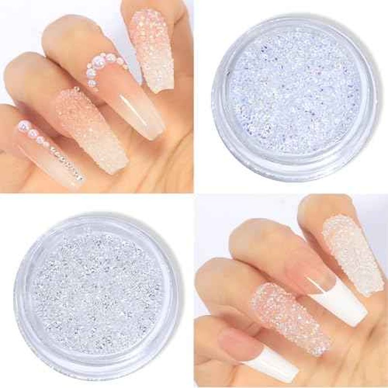 HNUIX Nail Rhinestones and Pearls Nail Charms, 4Box Crystals Nail Gems, Rhinestones, Pearl for Nails Gemstones Bling for DIY Nail Art Decor , with Wax Pencil and Tweeze