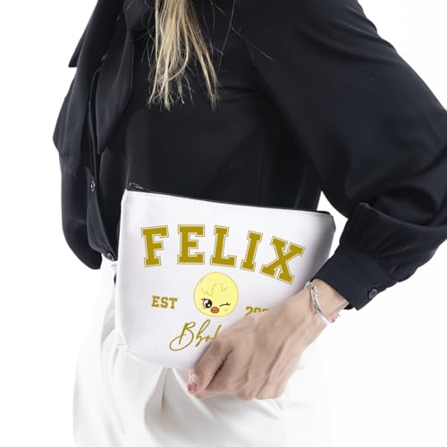 WCGXKO Korean Gift Music Group Merch Group Boys Makeup Bag Music Lover Gift (2000BbokAri), beige