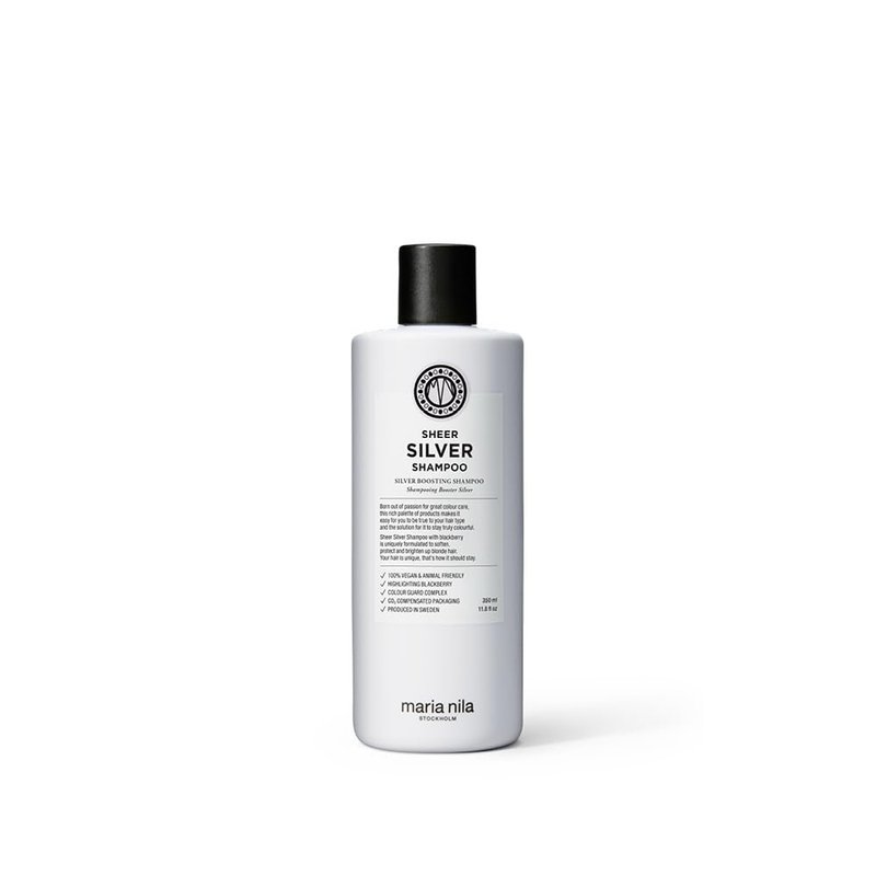 Maria Nila Sheer Silver Shampoo - Neutralizes Brassy Yellow Tones in Blonde & Grey Hair | 100% Vegan, Sulfate-Free