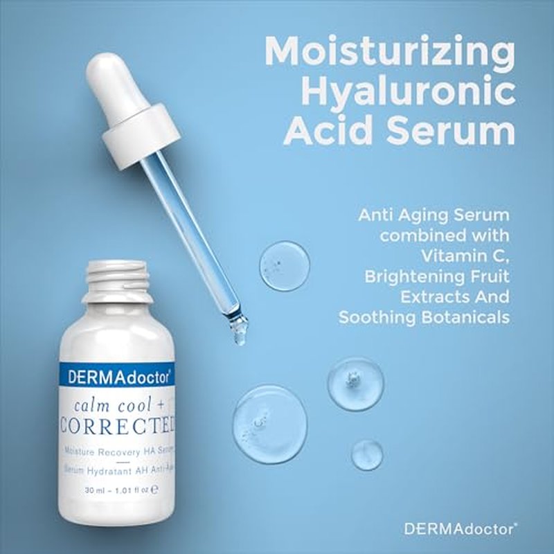 DERMAdoctor Hyaluronic Acid Moisturizer for Face ? Hydrating Niacinamide Face Serum with Vitamin C ? Dermatologist Formulated Hydrating Serum for Sensitive Skin, 1 fl oz