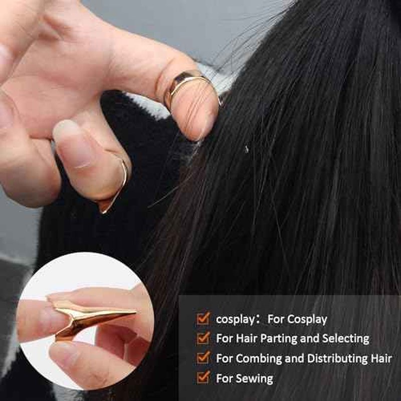 17 Pieces Hair Parting Tools Set Heart, Included 8P Hair Parting Ring 2P Metal Rat Tail Comb 6P Hair Sectioning Clip with 1P Magnetic Wrist Sewing Pin Holder for Braiding (Black)