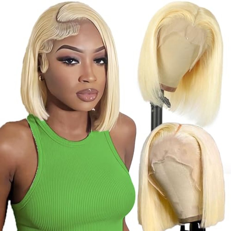 SKYDO 613 Blonde Bob Wig Human Hair 13x4 Bob HD Lace Front Wigs Human Hair 180 Density 613 Bob Wig Pre Plucked Blonde Wigs for Women 12inch