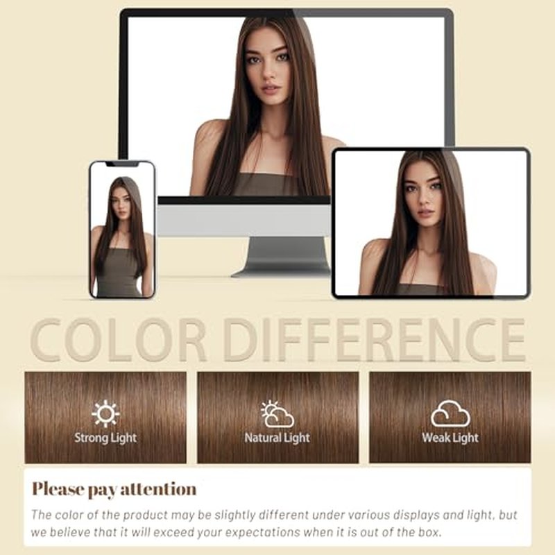 DNE Tape in Hair Extensions Real Human Hair 20 inches 20Pcs/50g/Pack Seamless #4 Medium Brown Dark Color Straight Invisible Double Sided Tape in Hair Extensions for Women/Girls (#4, 20 inch)