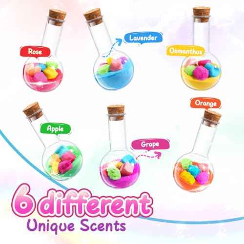 MeCids Magic Potion Bubble Bath Bombs for Kids -Bath Color Tablets Bath Potions for Toddlers Ages 4-12 Fun Science Kit Gift for Birthday, Halloween£¬Christmas- 6 Pack (Shaped Gems & Stars)