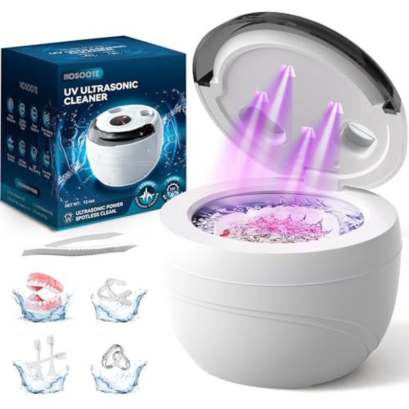 Dental Ultrasonic Retainer Cleaner Machine - Dental Cleaning Pod for Denture, Mouth Guard, Aligner, Night Guard