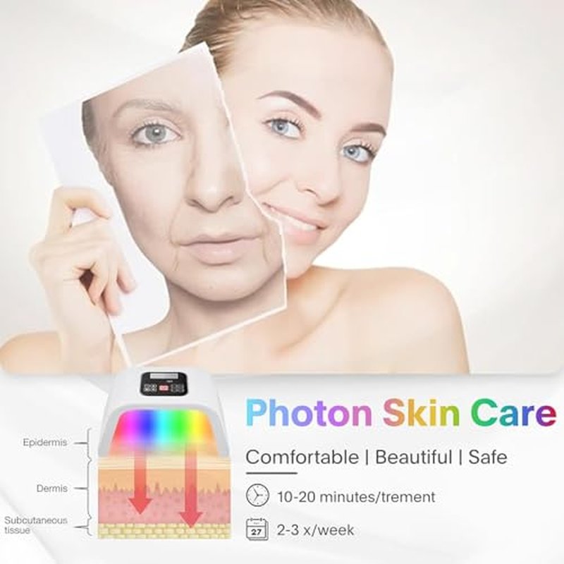 Multi Color LED Face Mask, Portable Red Light Therapy Mask, Home and Travel Skin Care