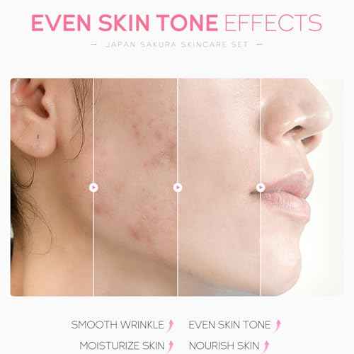 6 Pcs Skin Care Sets JAPAN SAKURA Women Beauty Gift Sets Sakura Skin Care Kit with Cleanser, Toner, Serum, Eye Cream, Lotion, Essence Cream Travel Kit for Women Teen Girls