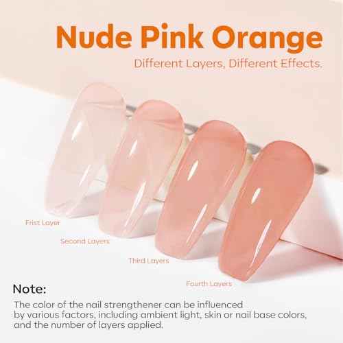 modelones Nail Strengthener and Growth Nail Hardener Extra Strong and Growth Nude Nail Polish Nail Repair for Damaged Nails Strengthening Polish Ridge Filler for Nails 15ml