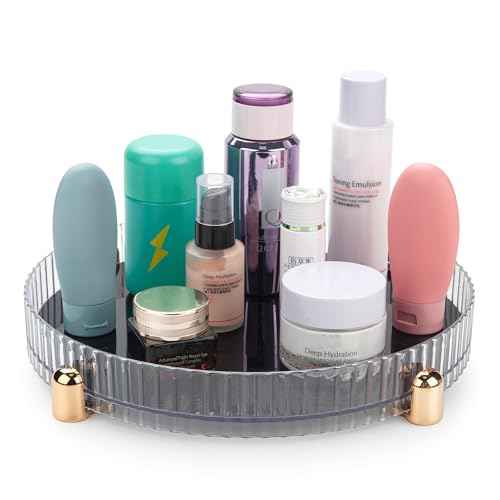 Makeup Perfume Organizer, 360¡Æ Rotating Skincare Organizer, Vanity Tray, Spinning Cosmetics Organizer for Dresser, Vanity, Bathroom Countertop, Clear