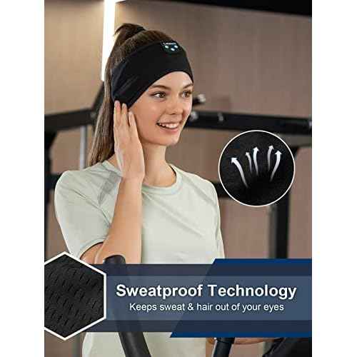 Lullaband Bluetooth Sleep Headphones Headband, Non-Slip Soft Stretchy Wireless Bluetooth Earphones with 10-Hour Battery Speakers for Sleep Travel Sports Yoga Meditation Running and Housework