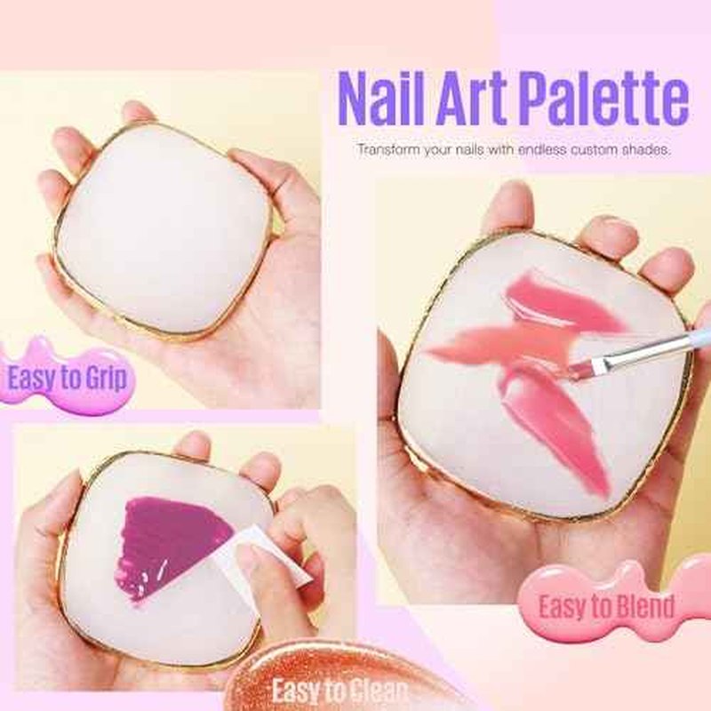 MEFA Nail Art Brushes Set, 8 Pcs Nail Brushes for Nail Art and Nail Art Palette with Polish Brush, Extension Gel Brush, Liner Brush, Carved Brush, Dotting Pen, Builder Brush, Fan Brush for Home Salon