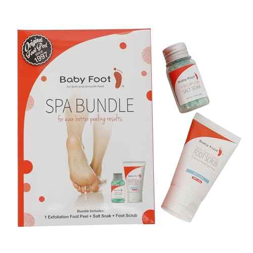 Baby Foot Spa Bundle - Original Exfoliant Foot Peel + Premium Salt Soak and 1 Foot Scrub - Baby Feet Smoothening Foot Peel, Soak and Scrub - Citrus scent - Baby Soft Foot Exfoliation Bundle Set