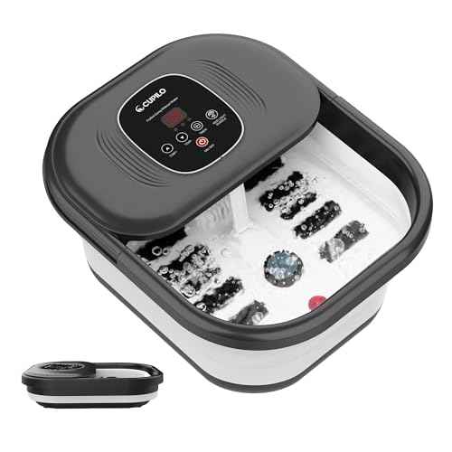 Foot Spa Bath Massager with Heat, Collapsible Foot Massager Spa Soaking Tub with Bubbles, Red Light, Pumice Stone, and Shiatsu Massage Rollers, Pedicure Foot Spa for Relaxation, Gifts