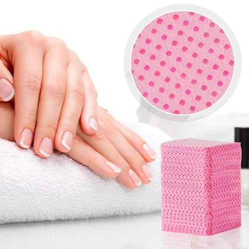 MAQIHAN 600 Lint Free Nail Wipes - Pink Nail Polish Remover Wipes Lint Free Nail Wipes Pads for Gel Nails No Lint Nail Glue Wipes Eyelash Extensions Toallitas Para U?as Sin Pelusa Nail Supplies