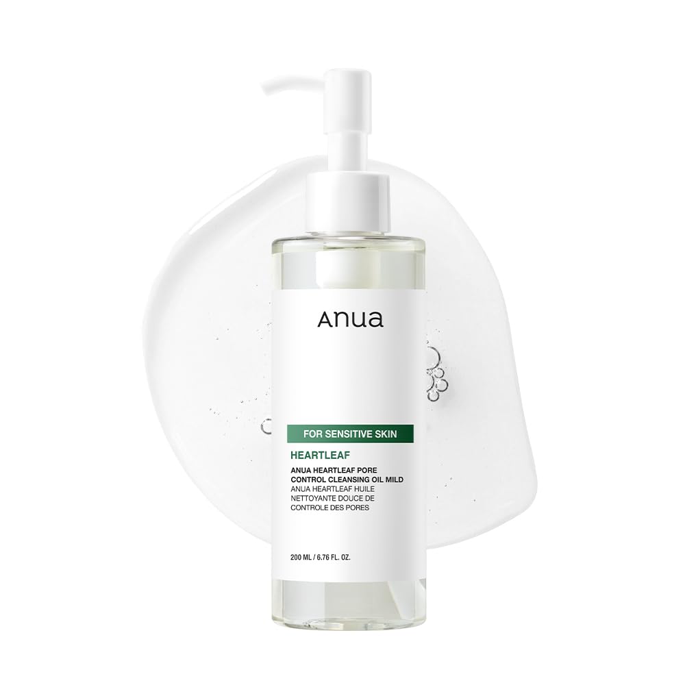 ANUA Heartleaf Pore Cleansing Oil MILD, Sensitive Skin Face Wash, Oil Cleanser for Face, Makeup Blackhead Remover, Korean Skin Care, Non-Comedogenic, Fragrance Free (6.76 fl oz)