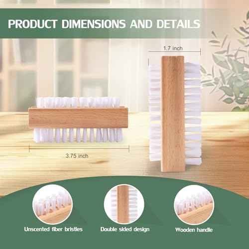 DBEBTOOL Nail Brush Set - 4pcs Two-Side Fingernail Nail Brushes for Cleaning, Wooden Nail Cleaning Brush, Stiff Nail Scrubber Brush for Cleaning Toes and Nails