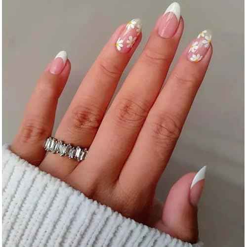 Women Nail Tips Decoration Set, 300pc Extra Short Almond Nail Tips Clear Fake Nails Kit Full Cover XS Short Almond Press Acrylic Nail Kit with Nail Sticker Decal Decoration Kit for Nail Extension