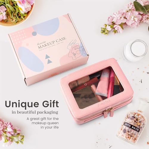 Aveniee Clear Makeup Bag Organizer, Travel Toiletry Bag for Women, Waterproof Cosmetic Pouch with Zippers,Car Accessories Organizers and Storage Case,Pink