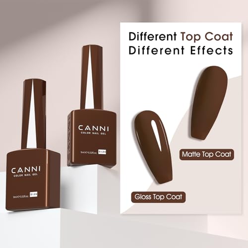 CANNI Dark Brown Gel Polish, 1Pcs Irish Coffee Brown Nail Polish Gel High Gloss Soak Off UV French Manicure Salon DIY