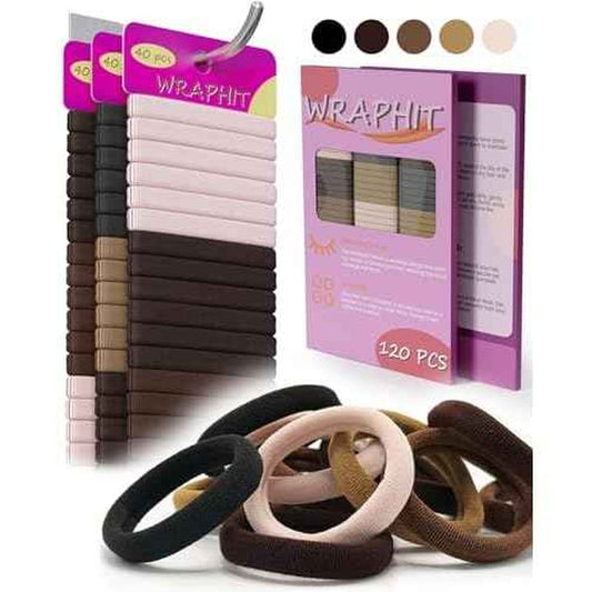 120pc Hair Ties No Damage Snag Free for Thick Hair, Seamless No Pull Elastic Ponytail Holders for Women Girls(Classic 5 Colors)