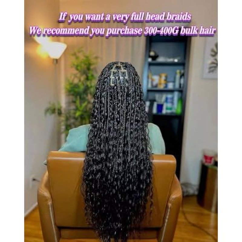 22 Inch Curly Human Hair Braiding Hair Wet and Wavy Water Wave Bulk Human Hair for Braiding No Weft Unprocessed Virgin Human Braiding Hair for Boho Braids Natural Color 2 Bundles/Pack (Total 100G)