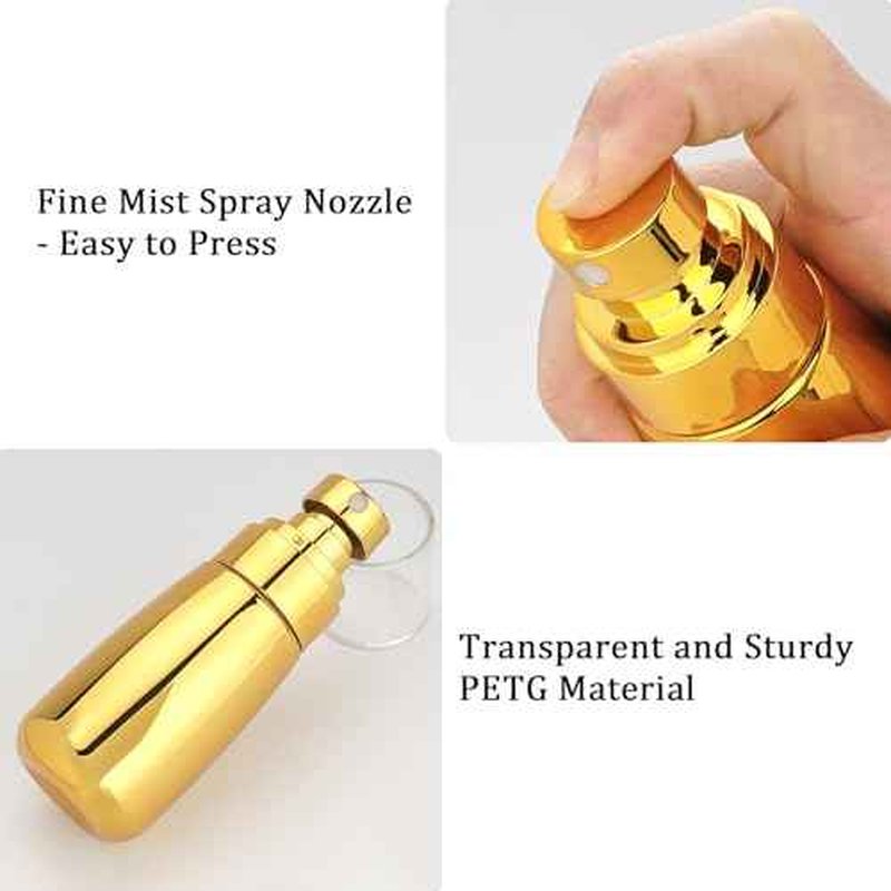 Cosywell Travel Spray Bottle TSA Approved 3 Pack 2oz 60ml Leak Proof Fine Mist Spray Bottle Empty Plastic Refillable Containers for Hair Perfume Toners Rose Water Cosmetics(Brown+Clear+Glod)