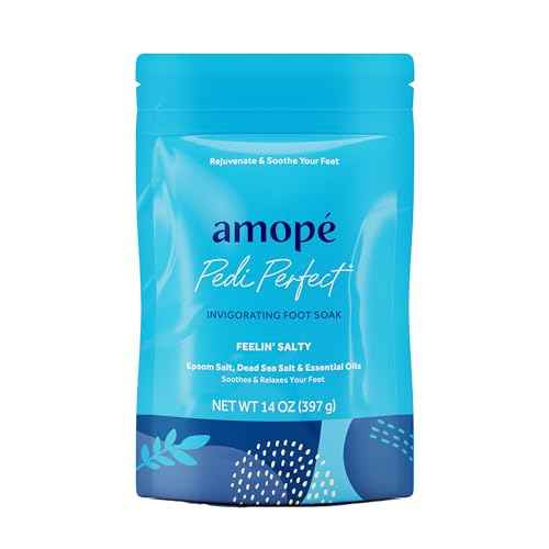 Amop? Pampering Kit - Contains Charcoal Foot Scrub, Tea Tree Foot Scrub, Epsom Salt Foot Scrub, Invigorating Foot Soak, Tired Leg & Foot Rejuvenator, Foot & Leg Scrubber and Luxury Storage Bag