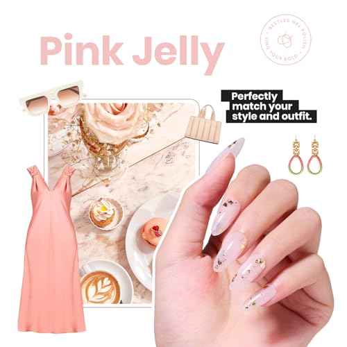 Beetles Nail Concealer - 2 In 1 Light Pink Jelly Nail Polish Nail Strengthener and Growth Fast Dry Quick Jelly Natural Nail Strengthener and Growth Treatment for Thin and Damaged Nails,0.51 FL OZ
