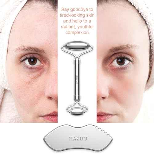 Stainless Steel Gua Sha & Face Rollers - Metal Roller for Eyes & Neck, Anti-Aging Facial Massage Tools, Gua Sha Facial Tool Kit (JGS-1)