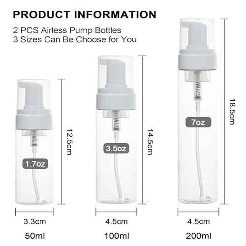 Foam Pump Bottle 7oz 2Pcs Foaming Soap Dispenser 200ml Foaming Spray Bottle Empty Travel Foam Bottle Clear Foam Dispenser for Hand Soap Toiletries Shampoo Lotion
