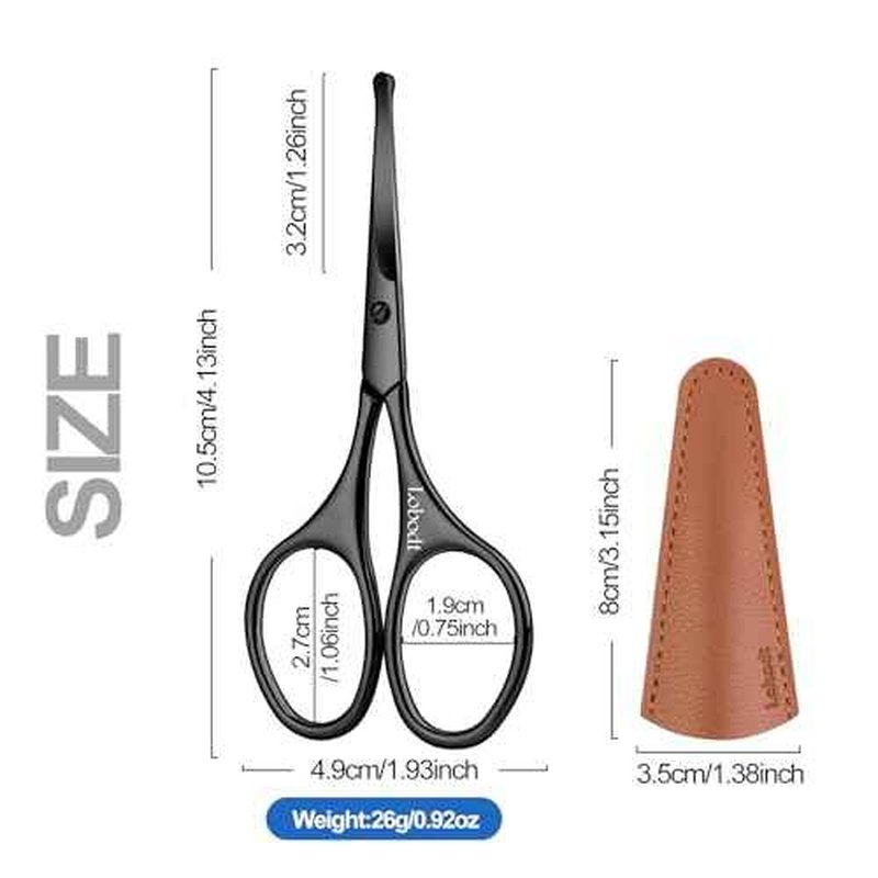 4.1inch round-headed stainless steel small scissors, suitable for trimming facial hair, nose hair, eyebrows, eyelashes, beards, personal care and salon beauty salons (black)