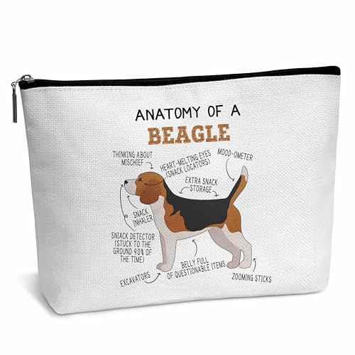 Beagle Lover Gift Anatomy Of A Beagle Makeup Bag Dog Lover Gifts Birthday Christmas Graduation Gifts for Animal Lover Dog Lover Woman Girl Mom Daughter Travel Bag-A03